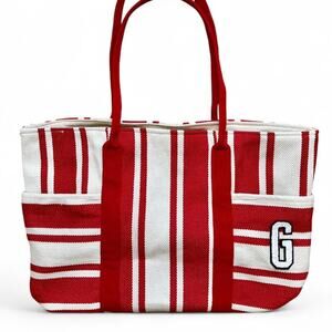 Red cream striped canvas